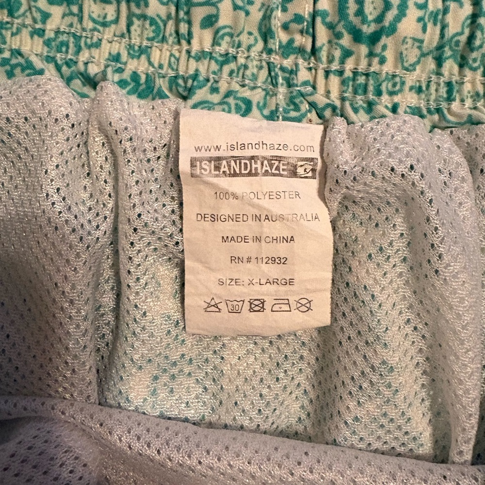 Islandhaze Men's Teal and White Swim Trunks - Picture 5 of 5